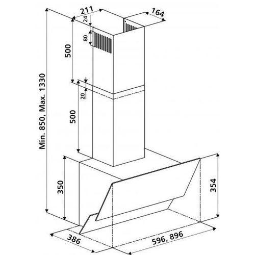 Hotte Cuisine Verticale Silverline Luko Verre Trempé Noir 60 Cm
