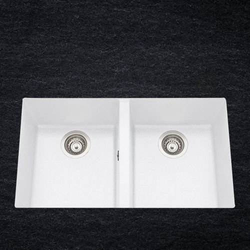 Évier Sous-plan Granit Blanc Luisina Quadrille 2 Bacs