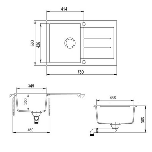 Évier Granit Beige Helika Tesis 1 Bac 1 Égouttoir