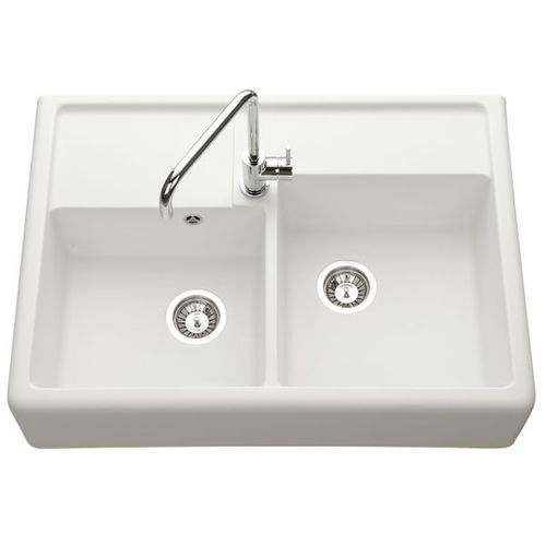 Évier Timbre D'office Granit Blanc Cassé Kümbad Kiwi 2 Bacs