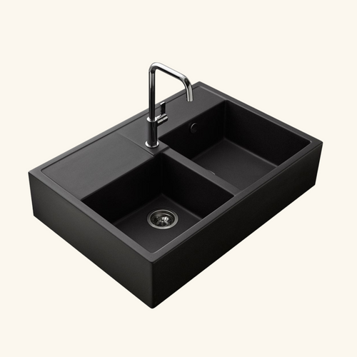 Évier Timbre D'office Granit Noir Kümbad Kiwi 2 Bacs