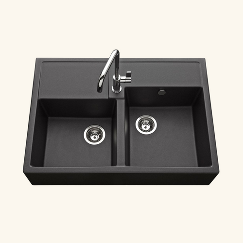 Évier Timbre D'office Granit Noir Kümbad Kiwi 2 Bacs