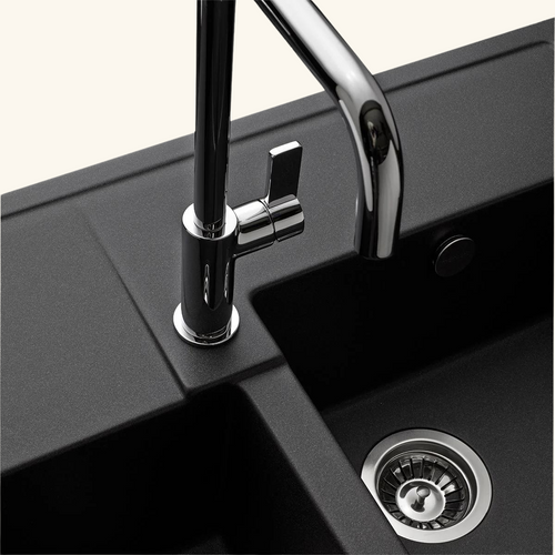 Évier Timbre D'office Granit Noir Kümbad Kiwi 2 Bacs