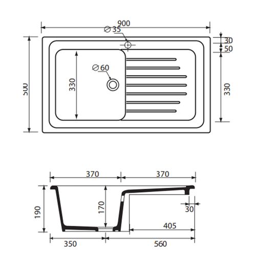 Evier Céramique Blanc Ewi Irène 1 Bac 1 Égouttoir
