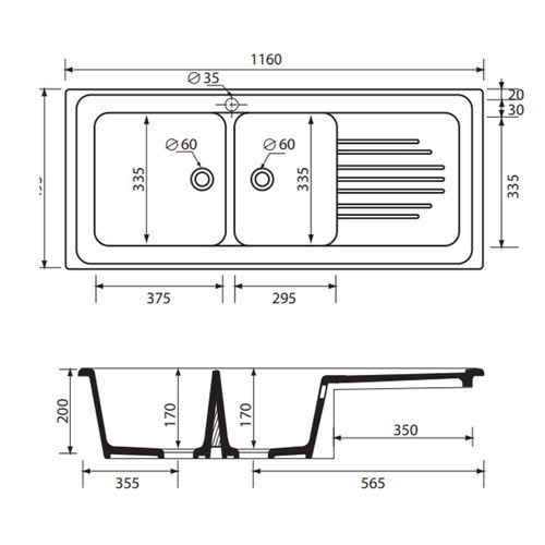 Evier Céramique Blanc Ewi Irène à Encastrer 2 Bacs 1 Égouttoir