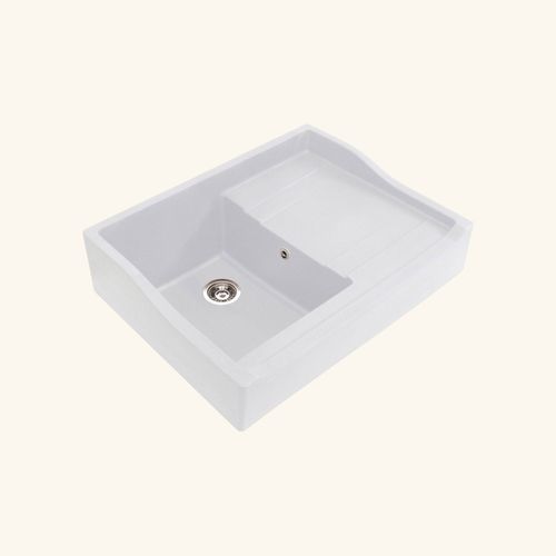 Évier Timbre D'office Granit Blanc Grisé Mat Kümbad Terry 1 Bac 1 Égouttoir à Droite -