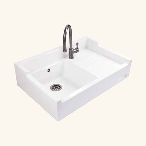 Évier Timbre D'office Céramique Blanc Léon 1 Bac 1 Égouttoir