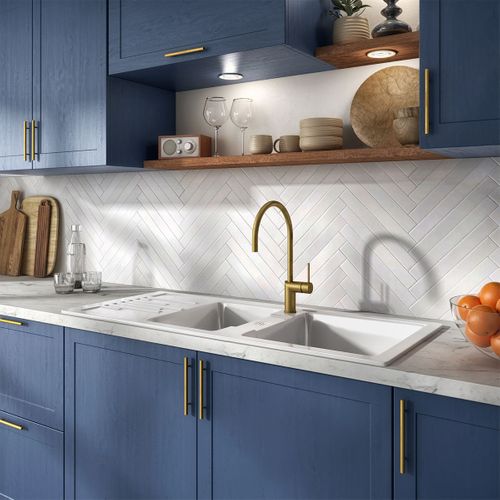 Evier Céramique Blanc Ewi Aglae 2 Bacs 1 Égouttoir