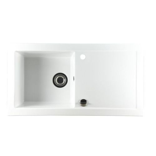Evier Céramique Blanc Gaspard 1 Bac 1 Égouttoir
