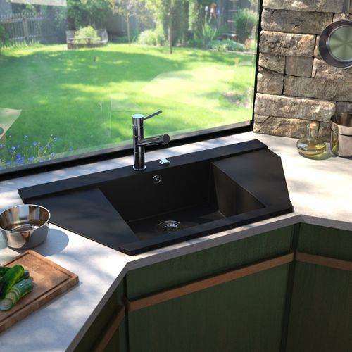 Évier D'angle Kümbad Mylo Granit Noir 1 Bac