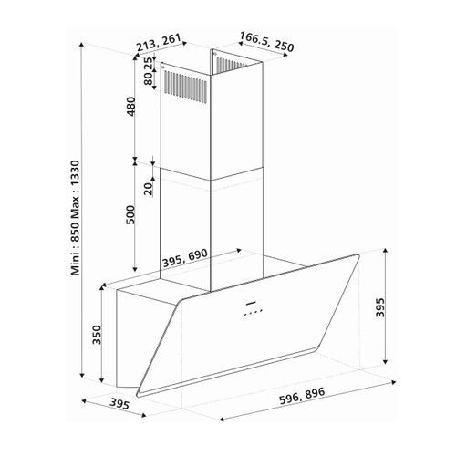 Hotte Cuisine Murale Silverline Arae Gris 90 Cm
