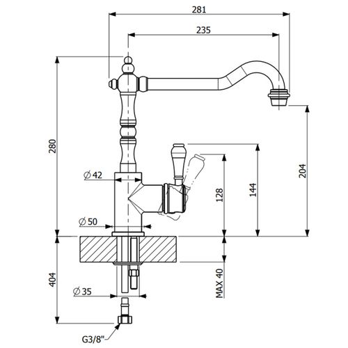 Robinet Cuisine Vintage Noir Mat Alfred