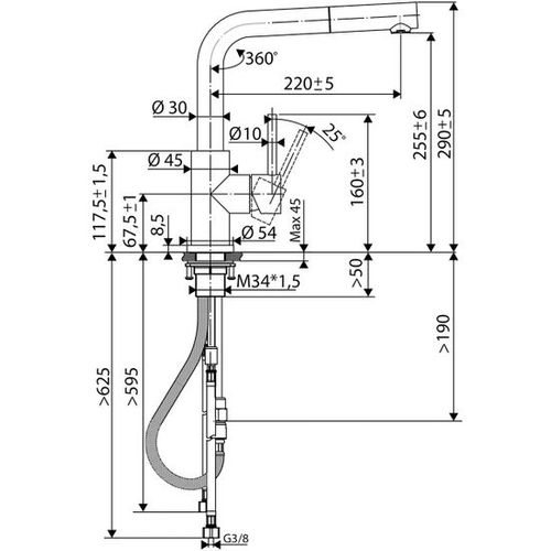 Robinet Douchette Luisina Inox Massif Pvd Noir Lena