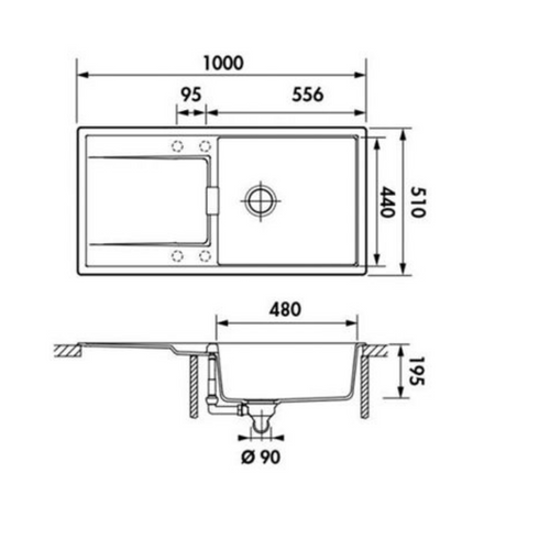 Évier Granit Gris Anthracite Luisina Forte 1 Grand Bac 1 Égouttoir