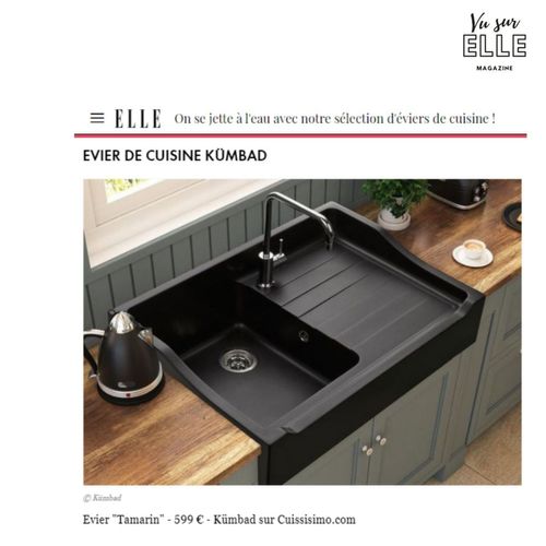 Évier Timbre D'office Granit Noir Kümbad Tamarin 1 Bac 1 Égouttoir