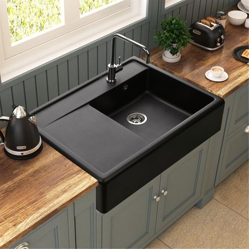 Évier Timbre D'office Granit Noir Kümbad Kiwi 1 Grand Bac 1 Égouttoir