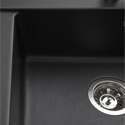 Évier Timbre D'office Granit Noir Kümbad Kiwi 1 Grand Bac 1 Égouttoir