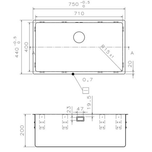 Evier Inox Sous-plan Max 1 Grand Bac 750x440