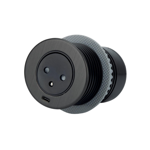 Prise Plan De Travail Hop - Multiprise 1 Prise + 1 USB-c + 1 Adaptateur USB à Encastrer Noir