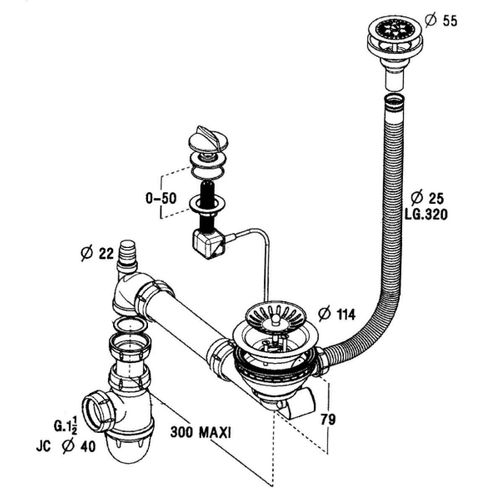Vidage Automatique 1 Bac Cuipd017 / Cuipd269 Pour Évier Vetb Subway Pure - Siphon Gain De Place