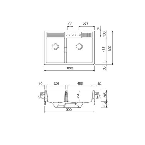 Évier Timbre D'office Granit Blanc Kallio 2 Bacs