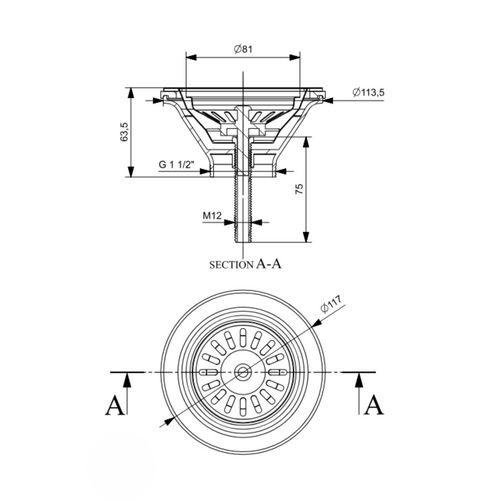 Bonde Évier Chromée Pour Évier Sans Trop Plein