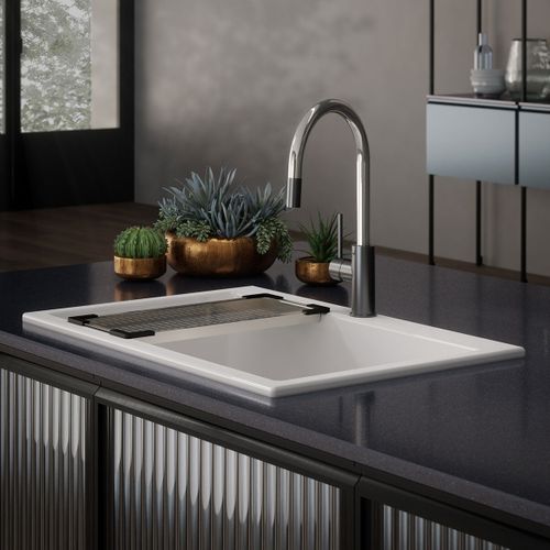 Évier Céramique Blanc Felix 1 Bac 760x510 Mm