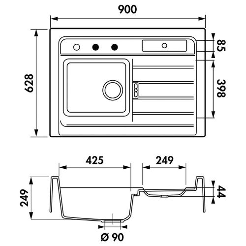 Évier Timbre D'office Granit Schock Largo Blanc Polaris 1 Bac 1 Égouttoir