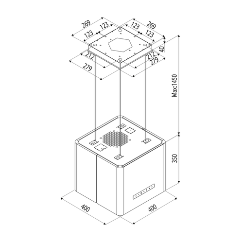 Hotte Cuisine Silverline Suspendue Braga Noir 40 Cm