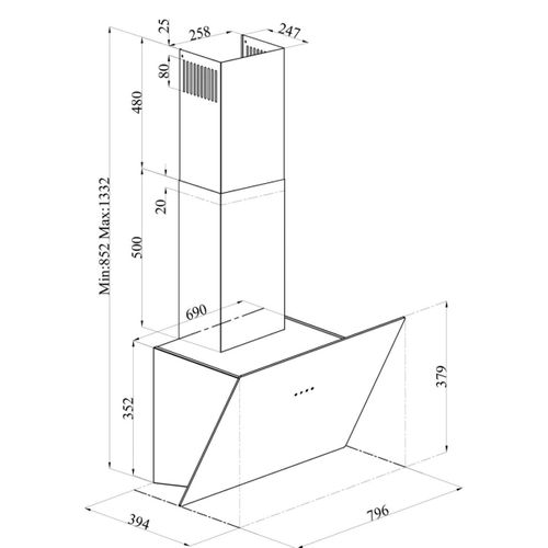 Hotte Cuisine Murale Strong Céramique Blanc Marbré 80 Cm