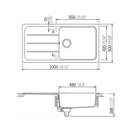 Évier Granit Gris Schock Formhaus 1 Grand Bac - 1 Égouttoir