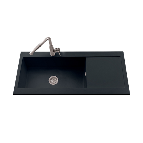 Évier Granit Noir Kümbad Yuna 1 Très Grand Bac - 1 Égouttoir