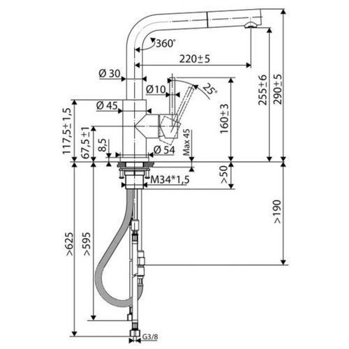 Robinet Douchette Luisina Inox Massif Pvd Doré Or Clair Lena