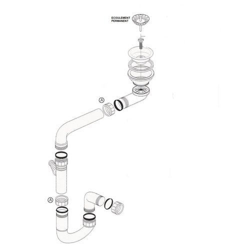 Vidage 1 Bac Écoulement Libre Pour Évier Sans Trop Plein - Siphon Gain De Place