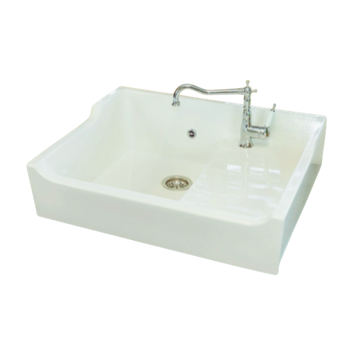 Évier Timbre D'office Céramique Blanc Aimé 1 Bac 1 Égouttoir