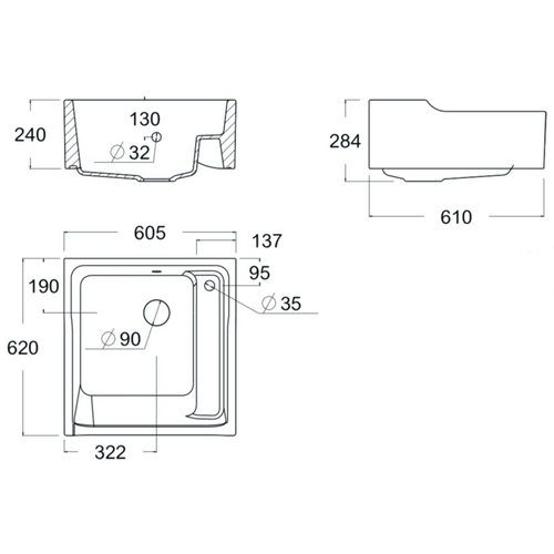 Evier Timbre D'office Céramique Blanc Honoré 1 Bac