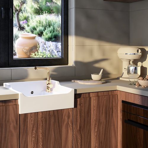 Evier Timbre D'office Céramique Blanc Honoré 1 Bac