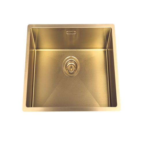 Évier Sous-plan Inox Doré Luisina Legato 1 Bac 560x440 - Grille Et Cache Bonde Doré Inclus