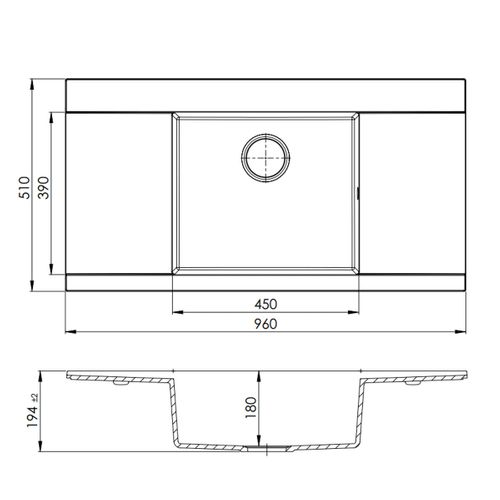 Évier Granit Noir Kümbad Mylo 1 Bac 2 Égouttoirs -
