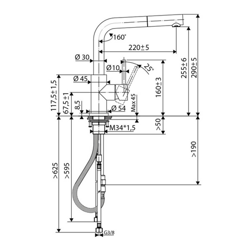 Robinet Douchette Luisina Inox Massif Pvd Noir Et Doré Lena