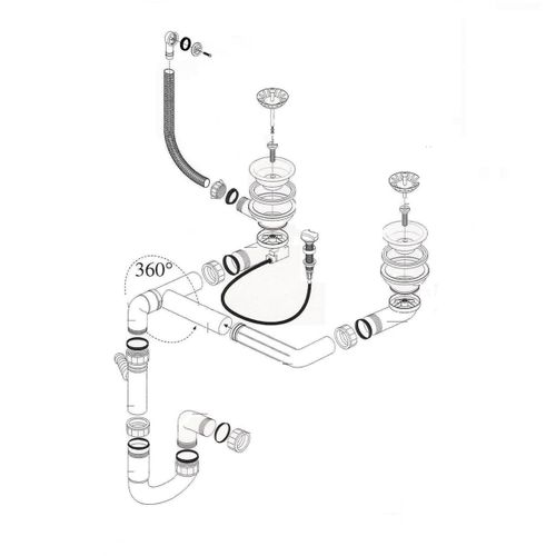 Vidage Automatique Gain De Place Cuipd316 Pour Évier 2 Bacs - Siphon Gain De Place