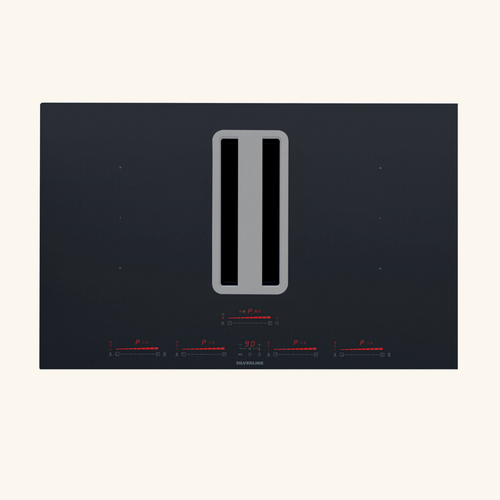 Plaque Induction Avec Hotte Intégrée Silverline Flow Max Pro 78cm Noir Et Inox - Évacuation Arrière