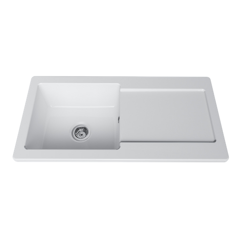 Évier Céramique Blanc Brillant Vitra Arkitekt 1 Grand Bac - 1 Égouttoir