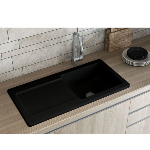 Évier Céramique Noir Mat Vitra Arkitekt 1 Grand Bac 1 Égouttoir