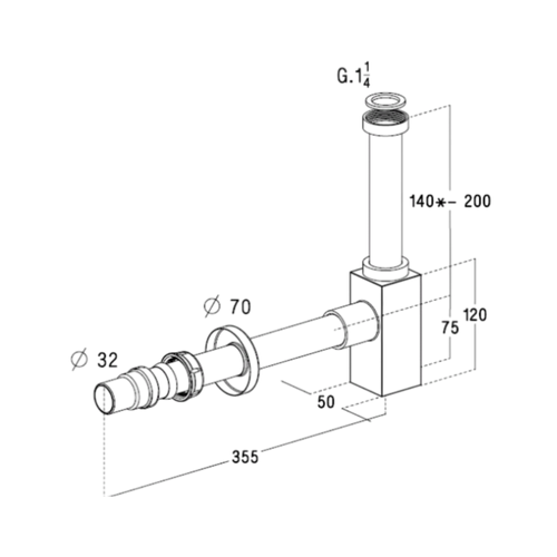 Siphon Chromé Carré Luisina Pour Vasque