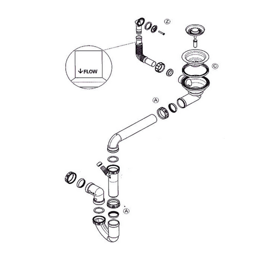 Vidage Bonde Manuelle Évier 1 Bac Granit Harmonie Inox Pvd Cuivre - Siphon Gain De Place