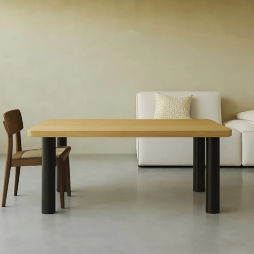 Pied De Table Colonne Raphael En Acier Tube Rond Droit Large Noir H 71 X L 16 Cm