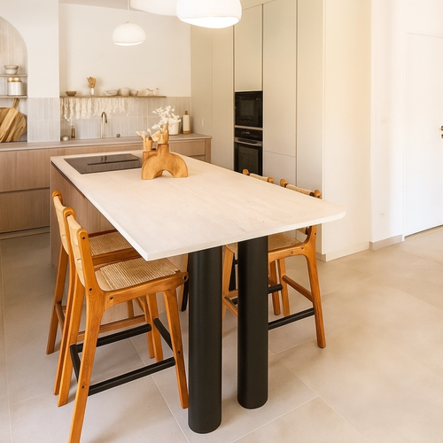 Pied Plan De Travail Colonne Raphael En Acier Tube Rond Droit Large Noir H 90 X L 16 Cm