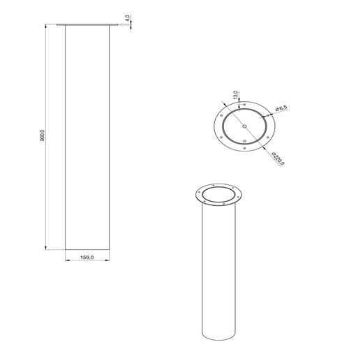 Pied Plan De Travail Colonne Raphael En Acier Tube Rond Droit Large Crème H 90 X L 16 Cm