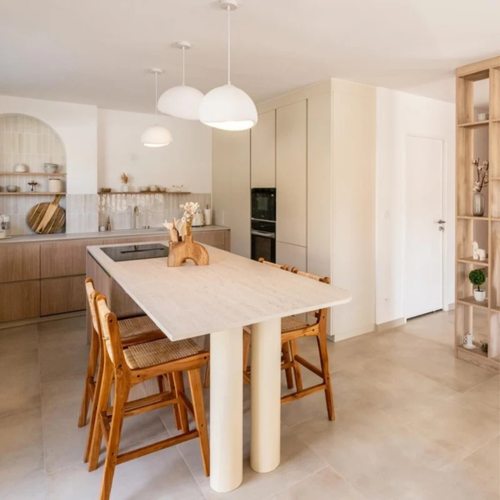 Pied Plan De Travail Colonne Raphael En Acier Tube Rond Droit Large Crème H 90 X L 16 Cm